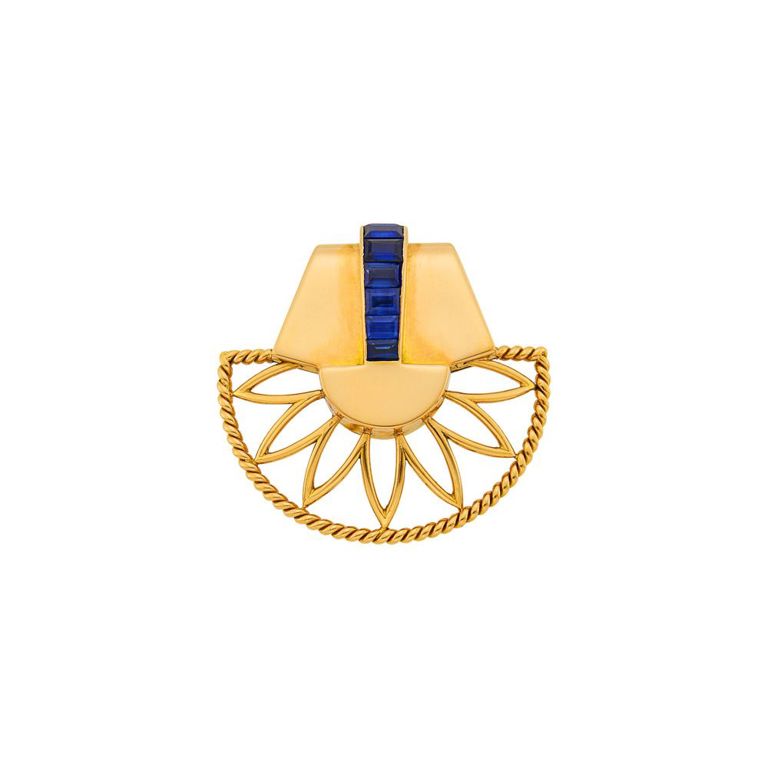 Boucheron Paris gold and sapphire clip