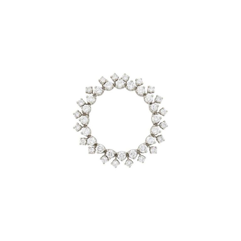 Platinum and diamond circle brooch