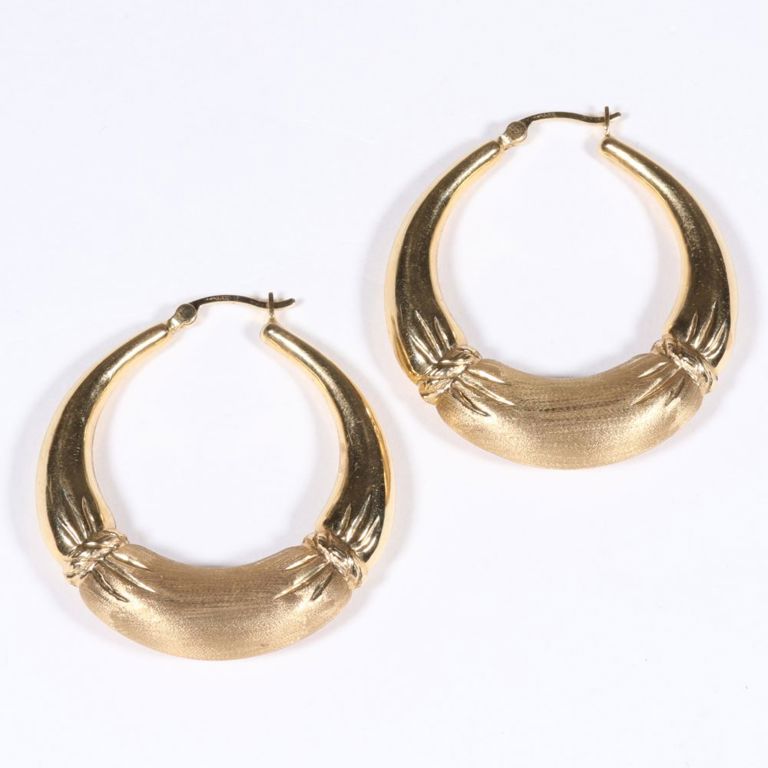 14k yellow gold cushion hoop earrings