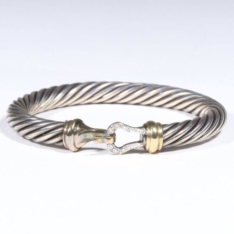 18k yellow gold and sterling diamond bracelet