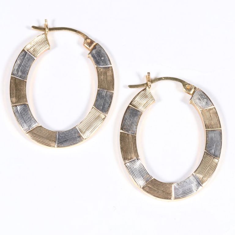 14k yellow and white gold hoop earrings