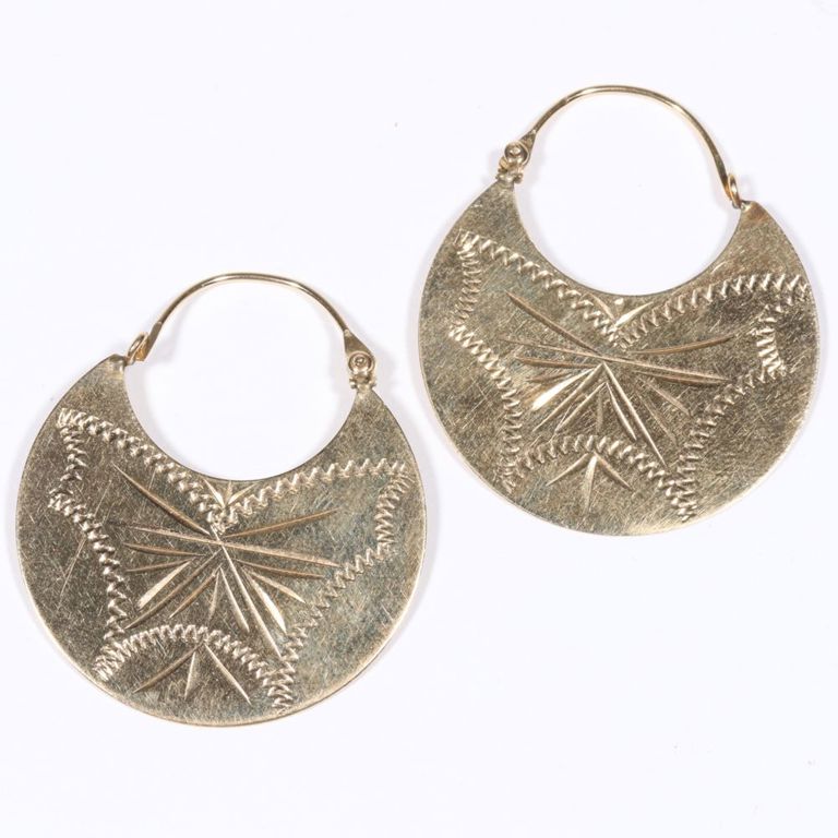 14k yellow gold hoop earrings.