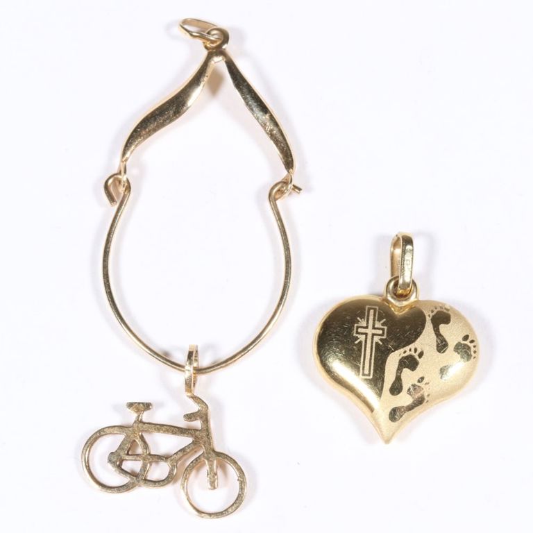 Two 14K yellow gold pendants