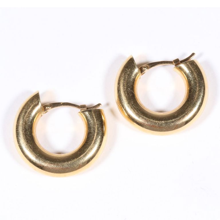 18k yellow gold huggie hoop earrings
