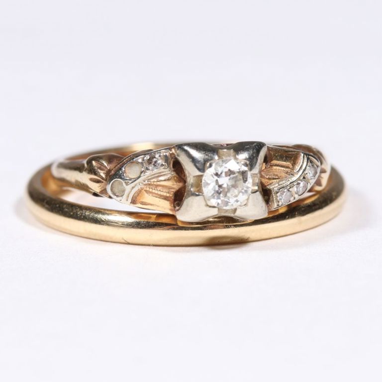 14k yellow and white gold diamond ring