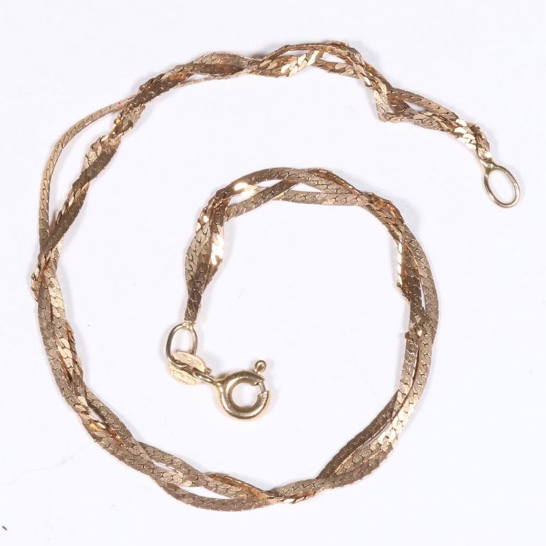 14k rose gold braded chain bracelet
