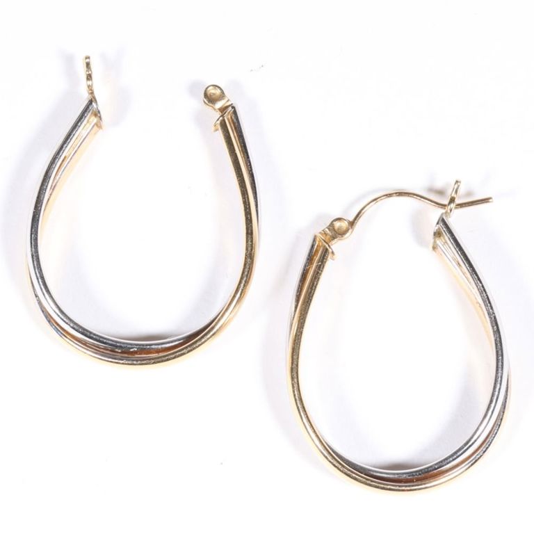 14k two-tone gold hoop earrings