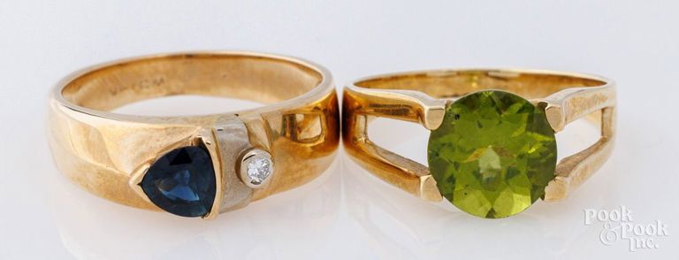 Two 14k yellow gold rings