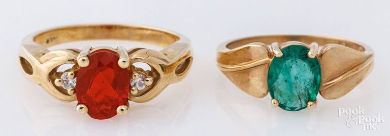 Two 14k yellow gold rings
