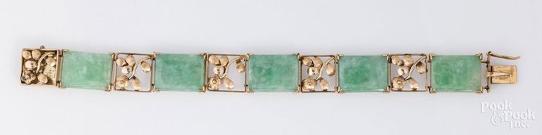 14k yellow gold jade bracelet