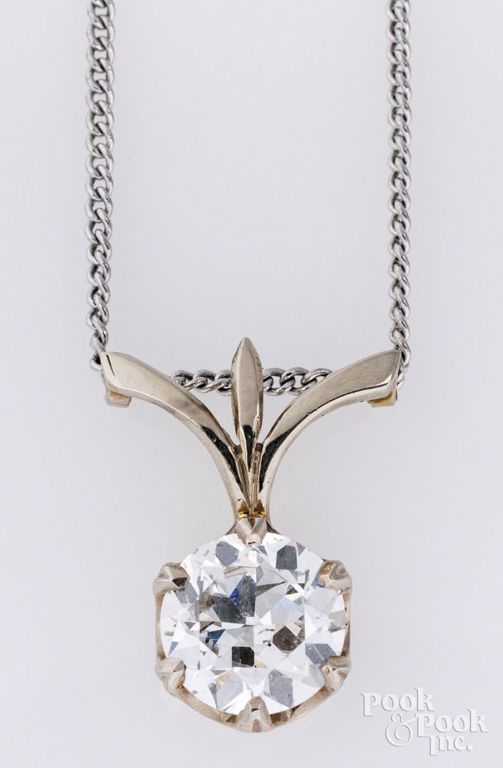 14k white gold diamond pendant necklace