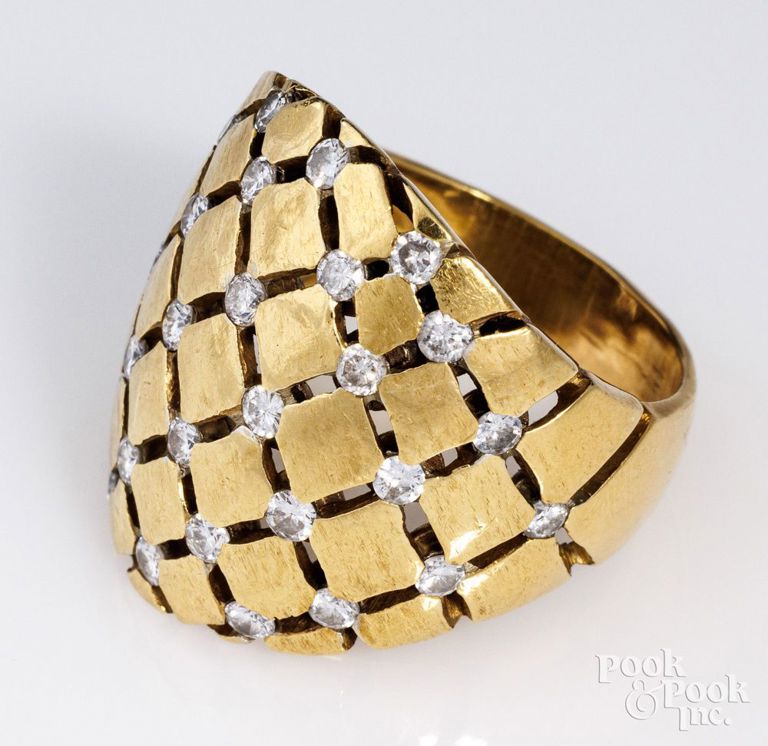 14k gold diamond dome ring