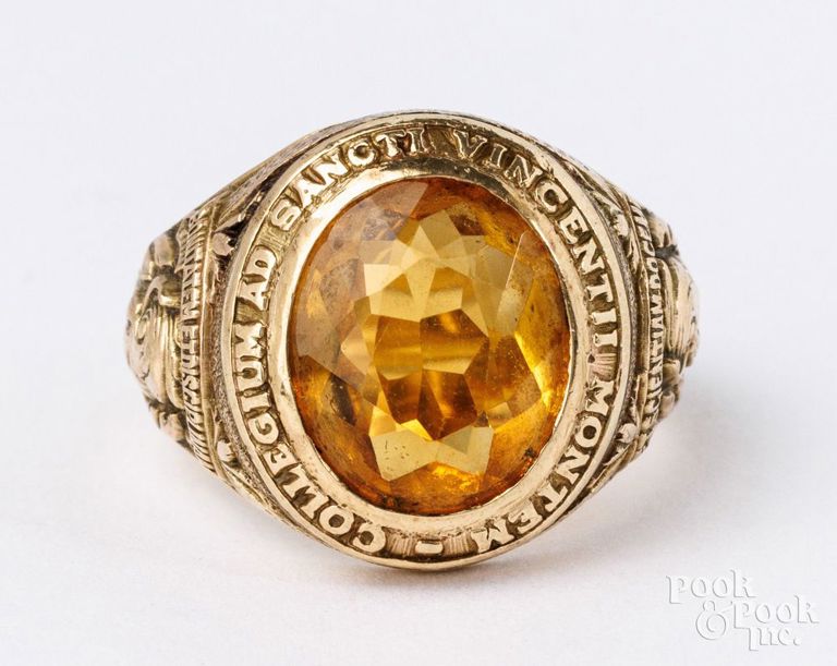 10k yellow gold citrine class ring