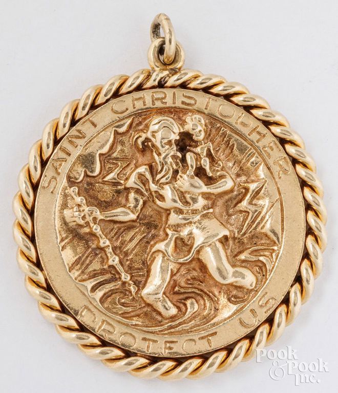 14k yellow gold Saint Christopher pendant