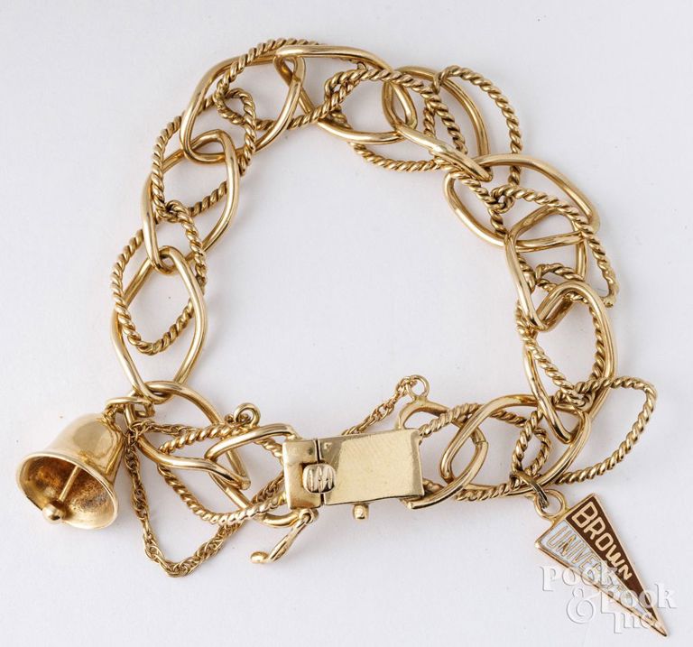 14k yellow gold charm bracelet