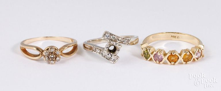 Two 14k gold rings and 10k gold ring