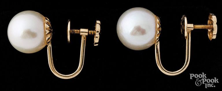 14k gold cultured pearl earrings
