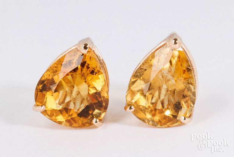 14k yellow gold citrine earrings
