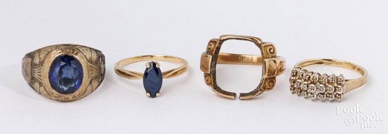 14k yellow gold rings and three 10k yellow gold rings