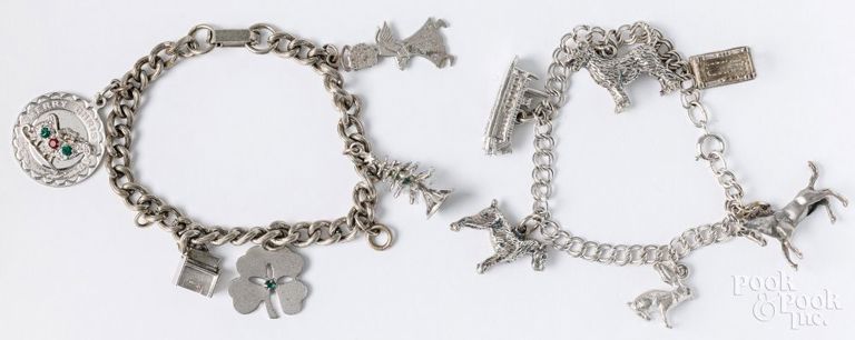 Two sterling silver charm bracelets