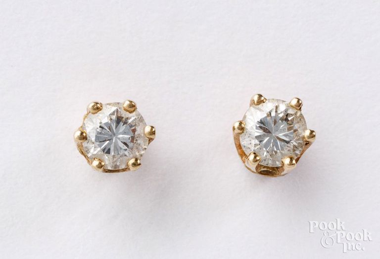 14k yellow gold diamond earrings