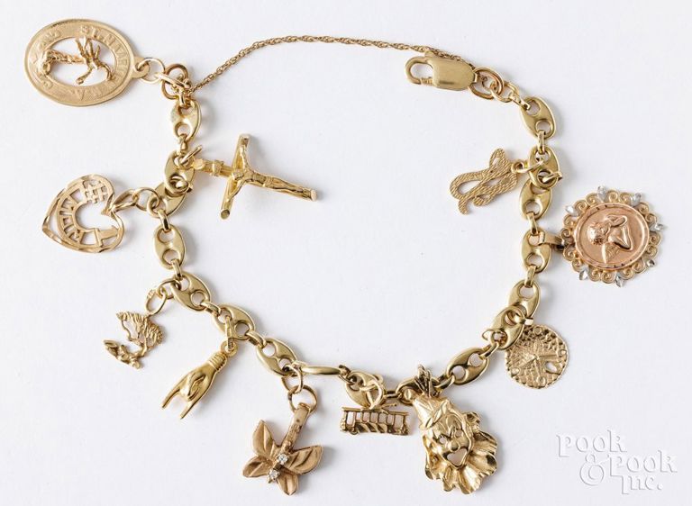 14k yellow gold charm bracelet