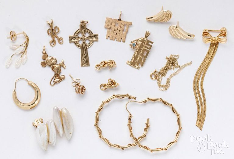 14k yellow gold jewelry and 9k gold Celtic cross