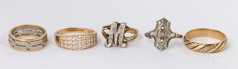 Five 14k gold rings