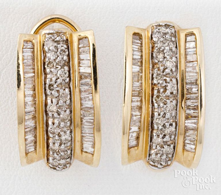 14k yellow gold diamond earrings