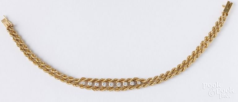 14k yellow gold diamond chain bracelet