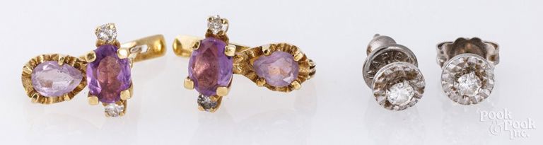 18k yellow gold earrings and gold-plated earrings