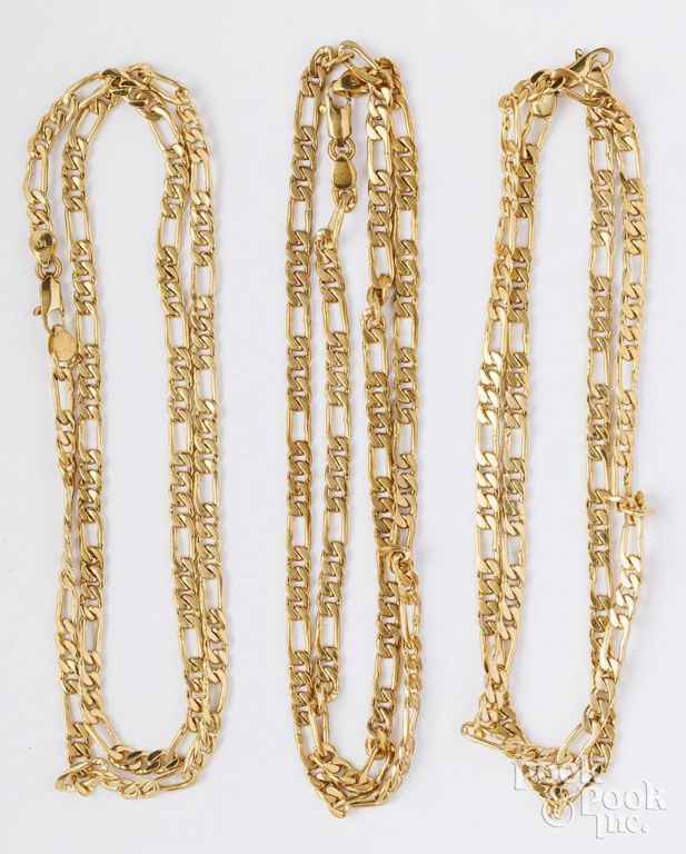 Three 14k yellow gold necklaces