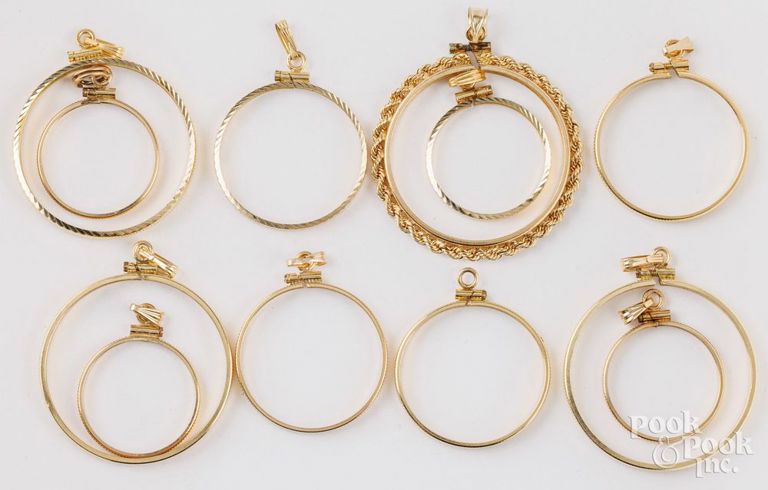 14k yellow gold coin pendants