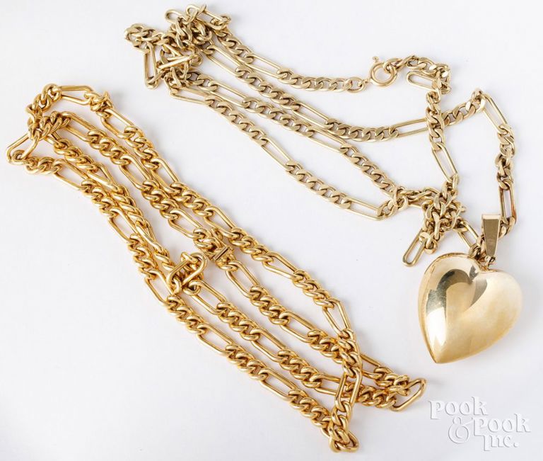 Two 14k yellow gold chains