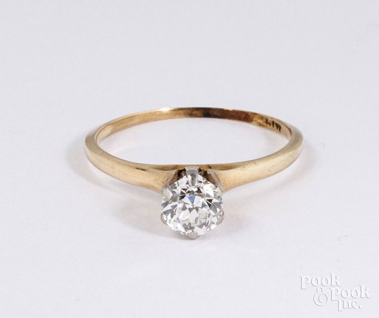14k yellow gold solitaire diamond ring