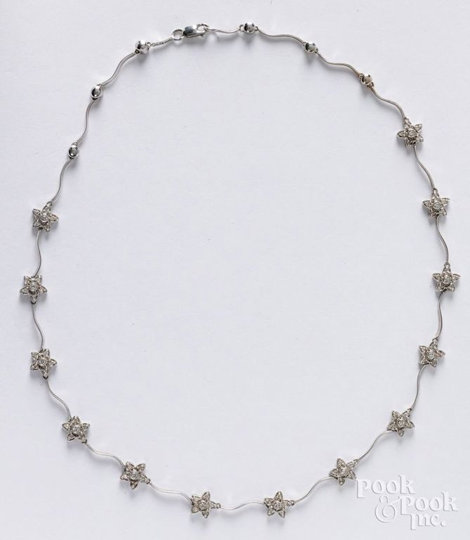 14k white gold diamond necklace