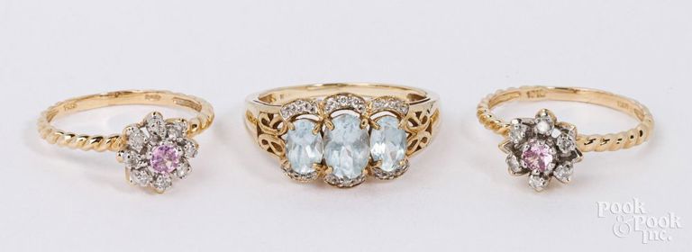 10k yellow gold gemstones rings