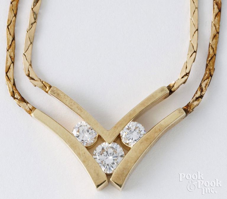14k yellow gold diamond necklace
