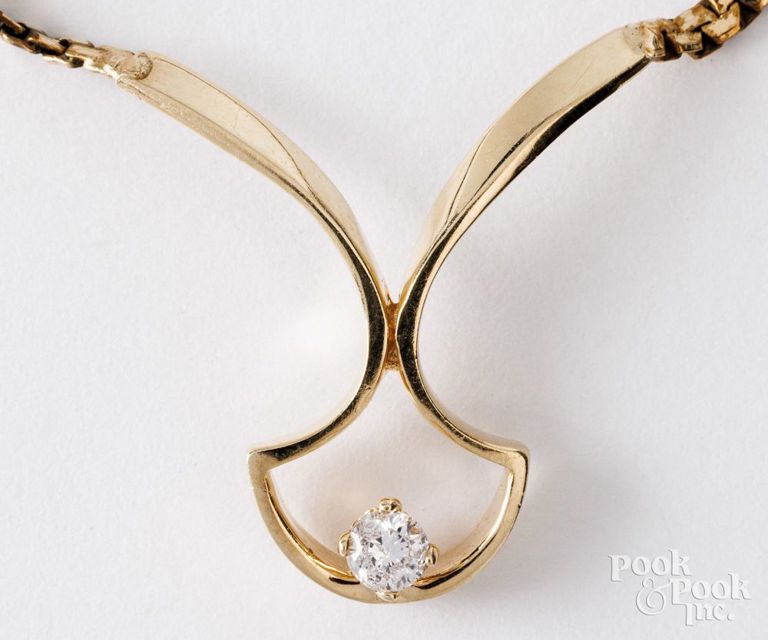 14k yellow gold diamond necklace
