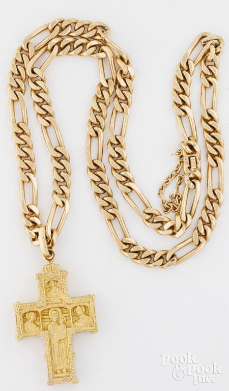 18k yellow gold necklace with cross pendant
