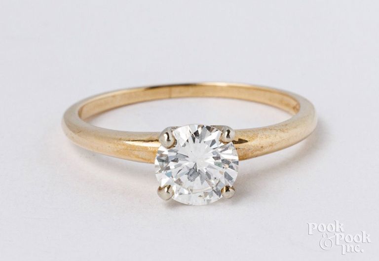 14k yellow gold solitaire diamond ring