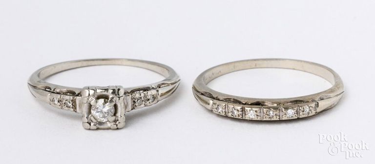 18k white gold wedding ring set