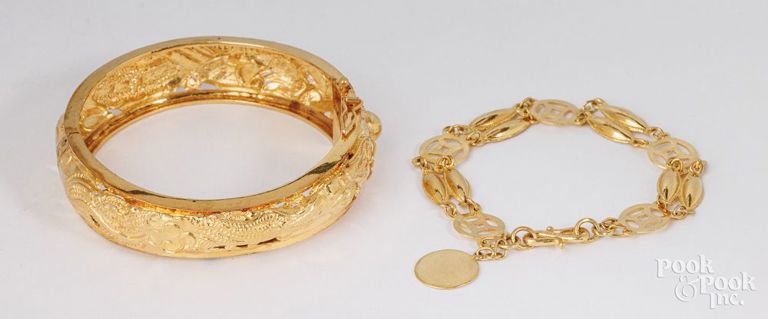 Two 22k yellow gold bracelets