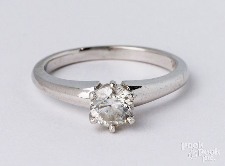 14k white gold solitaire diamond ring