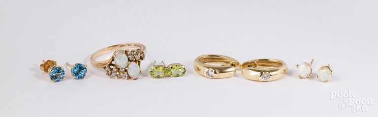 10k and 14k gold jewelry with gemstones