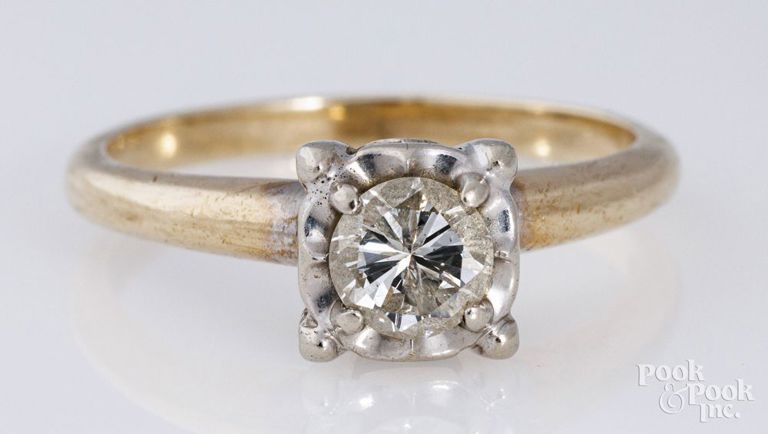 14k gold solitaire diamond ring