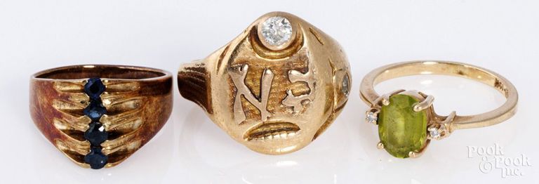 Two 14k gold rings and 10k gold ring