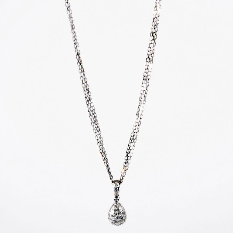 18k gold diamond tear-drop pendant necklace