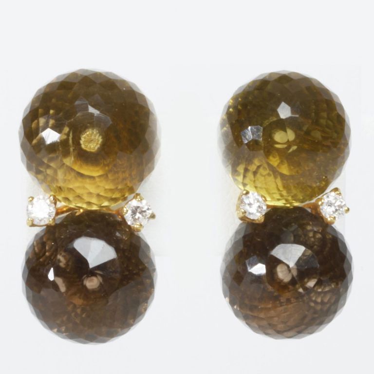 18k gold amethyst, peridot and diamond earrings