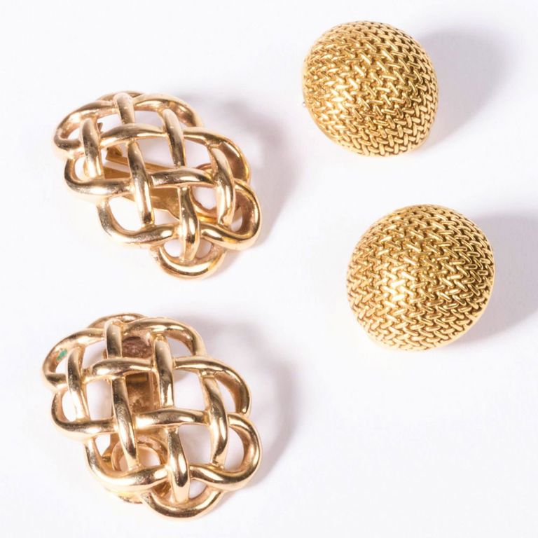 Two pairs of gold earclips